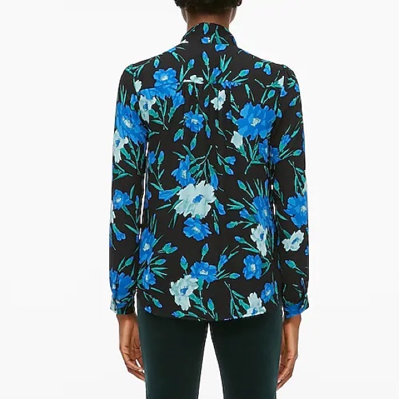 NWT J Crew Long Sleeve Floral Bow Top - Picture 4 of 15